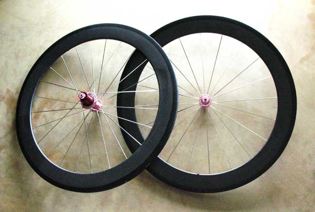 CARBON TUBULAR 650C WHEELSET pink - Click Image to Close