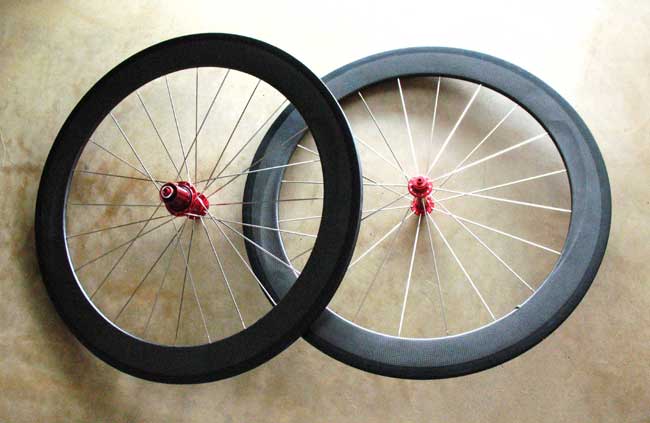 CARBON TUBULAR 650C WHEELSET red - Click Image to Close